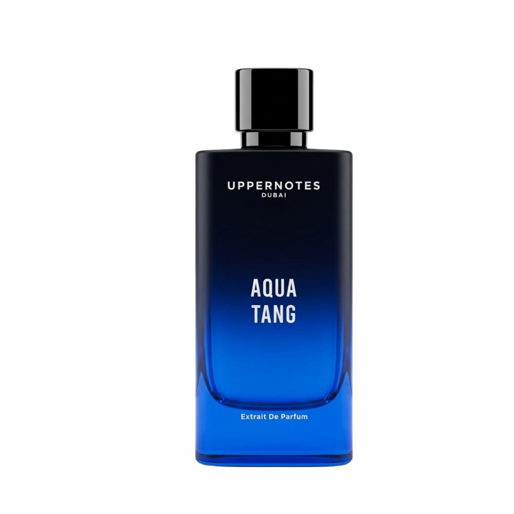 Blue perfume bottle  'Aqua Tang' by Uppernotes Dubai 