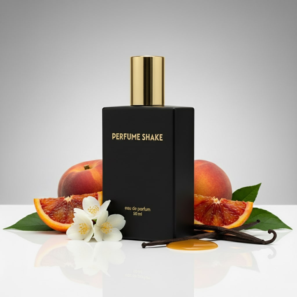 Black Perfume Shake 381 perfume with juicy peach, bitter almond, floral and woody notes for women in UAE.