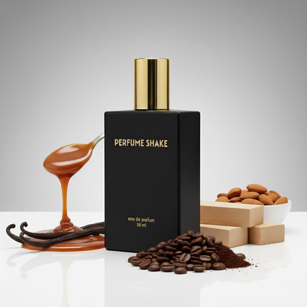 Black Perfume Shake 374 perfume for men with rich gourmand, rum, dark chocolate and caramel notes, inspired by Black Phantom, luxury long-lasting fragrance in UAE.