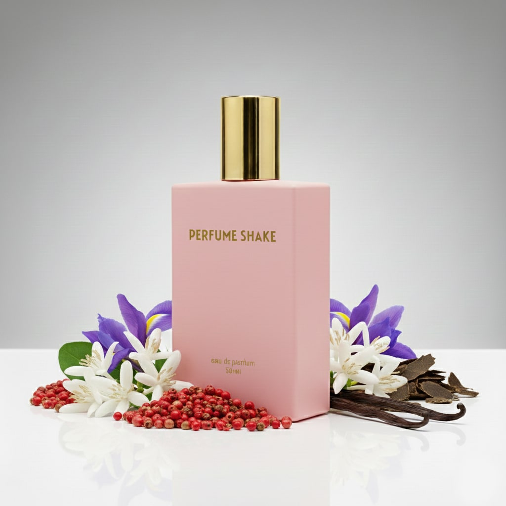 Pink Perfume Shake 362, perfume with floral citrus, jasmine, pink pepper and musk notes for women in UAE.