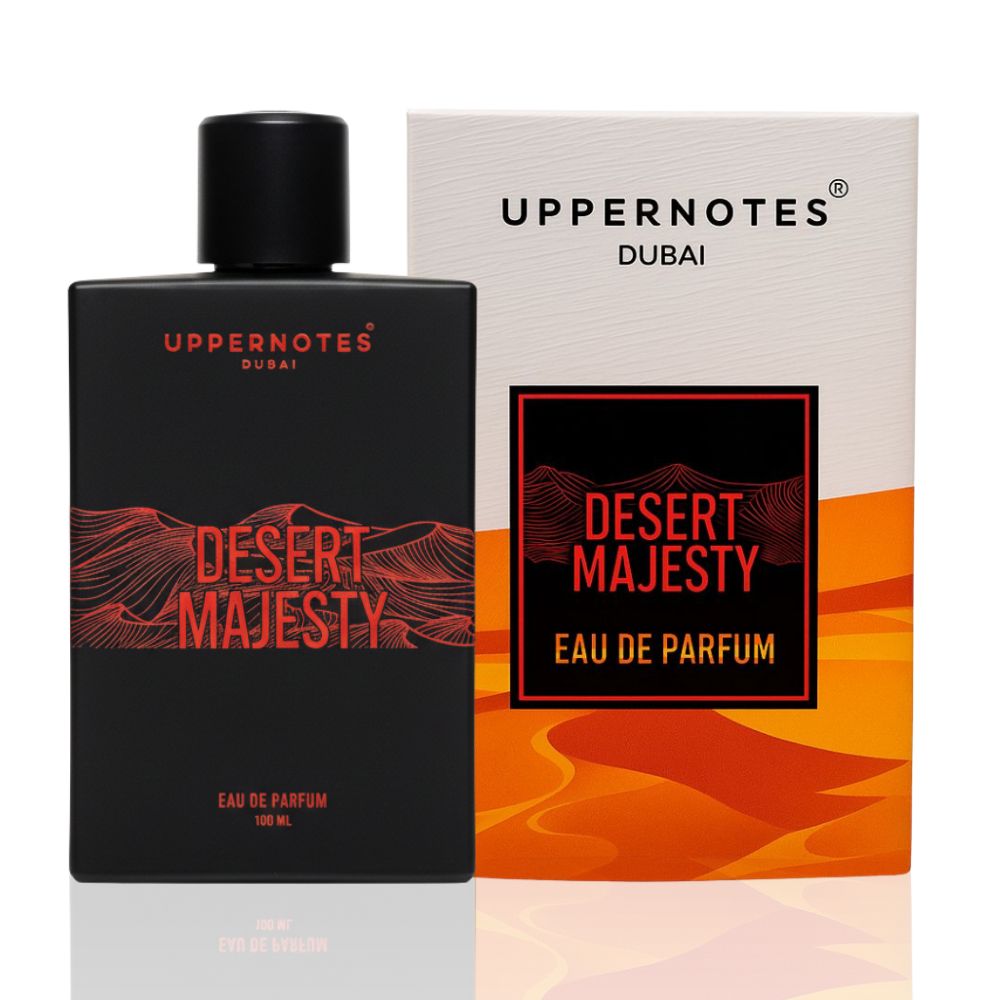 Uppernotes Desert Majesty Eau de Parfum bottle and packaging on a white background