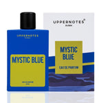 Mystic Blue perfume bottle and packaging by Uppernotes Dubai on a white background