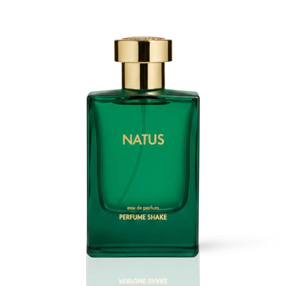 Green perfume bottle by PERFUME SHAKE, Woody sandalwood notes for men in UAE 