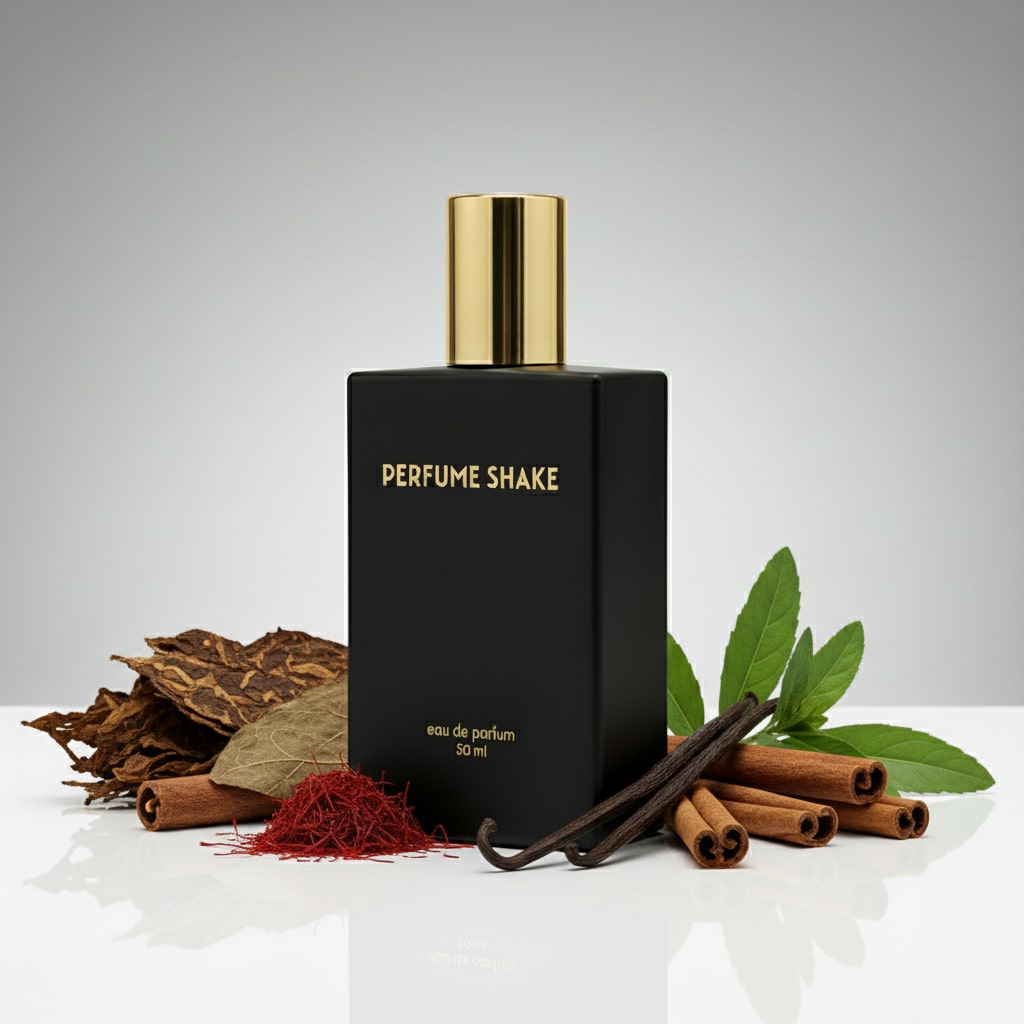 Black Perfume Shake 384 luxurious spicy and tobacco fragrance with vanilla and oud notes for men/unisex in UAE.
