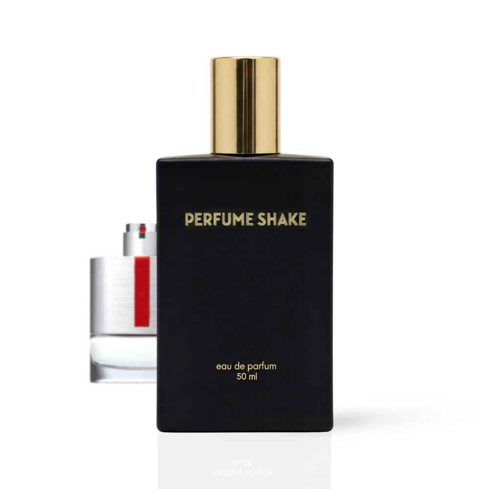 Long-lasting fresh and aromatic fragrance for men in UAE - Black perfume bottle with gold cap labeled 'Shake 481 Perfume Shake' on a white background