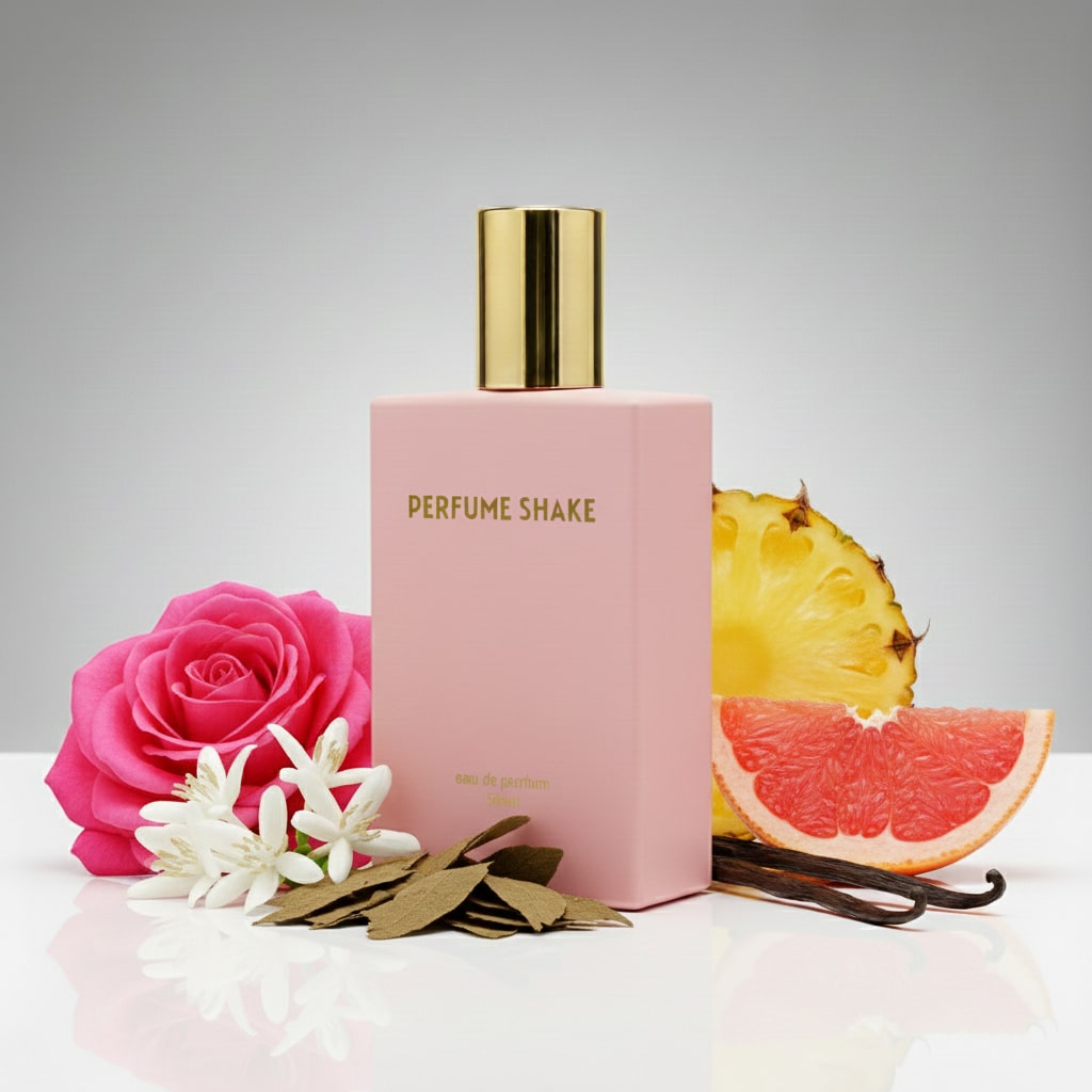 Pink Perfume Shake 354, perfume with red fruits, rose, vanilla and musk notes for women in UAE.